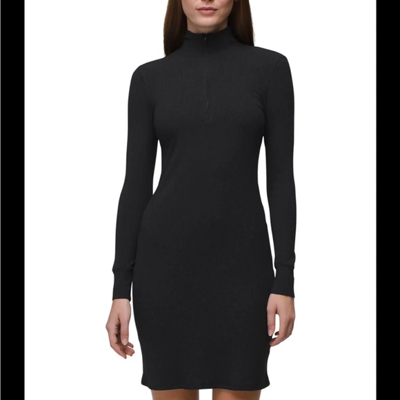 Prana Dresses & Skirts - Prana Foundations Ribbed Long Sleeve Zip Front Black Dress Size XS
